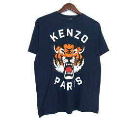 ケンゾー KENZO ■ 24SS【 KENZO LUCKY TIGER FE58TS0064SG 】 タイガー デザイン オーバー サイズ 半袖 Tシャツ ネイビー サイズXXS 33028【中古】