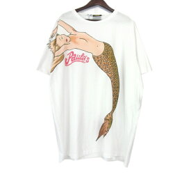 【新入荷】 ロエベ LOEWE ■ 【 paulas Ibiza Mermaid Print Oversized T-shirt 】 マーメイド グラフィティ オーバー サイズ Tシャツ ホワイト サイズM n5772【中古】