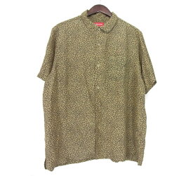 【新入荷】 シュプリーム Supreme ■ 22SS 【 Leopard Silk Shirt 】 レオパード シルク 総柄 シャツ　ブラウン　サイズL　h0799【中古】