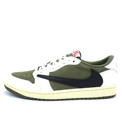 ナイキ NIKE × トラヴィス スコット Travis Scott 【 AIR JORDAN 1 RETRO LOW OG SP Reverse Olive DM7866 200 】 エア ジョーダン 1 レトロ ロー OG リバース オリーブ スニーカー カーキ×ホワイト サイズ28cm h5007【中古】
