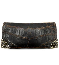 クロムハーツ CHROME HEARTS 【 LNG SNGL FLD TIPS ALLIGATOR 】 シングル フォールド アリゲーター レザー ロング ウォレット 長財布　ダークブラウン　46381【中古】