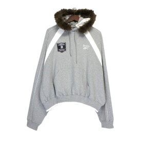 ベイシックス BASICKS × リーボック Reebok 【 Uniform Sweat Hoodie RB 0401 】 ロゴ 刺繍 エンブレム ワッペン プルオーバー スウェット ファー パーカー　グレー　サイズM　46053【中古】