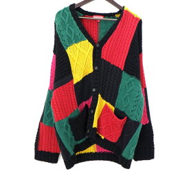 シュプリーム Supreme 23AW 【 Patchwork Cable Knit Cardigan 】 パッチワーク ケーブル ニット カーディガン マルチカラー サイズXL n10713【中古】