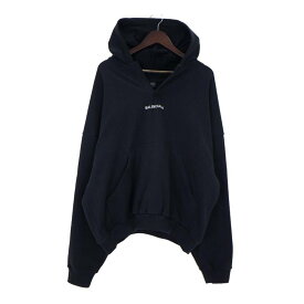 バレンシアガ BALENCIAGA 22AW 【 Print Logo PullOver Hoodie 620973 TNVQ1 】 フロント ロゴ プリント プルオーバー スウェット フーディ パーカー ブラック サイズS h7232【中古】