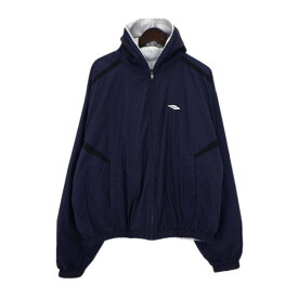 バレンシアガ BALENCIAGA 【 Techno Cotton Poplin Reversible Jacket　856361 TPO38 】 テクノ コットン ポプリン リバーシブル フーディ ジャケット ネイビー×グレー サイズM h7222【中古】