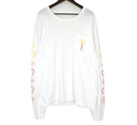クロムハーツ CHROME HEARTS 【 CH LS 】 ホースシュー CHプラス スリーブ プリント ロングスリーブ 長袖 カットソー ホワイト サイズXL 48684【中古】