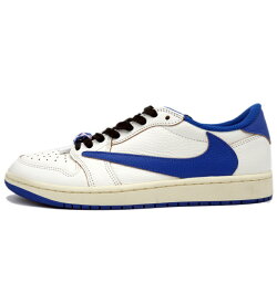 ナイキ NIKE × トラヴィス スコット Travis Scott × フラグメント Fragment 【 AIR JORDAN 1 LOW OG Sail Military Blue DM7866 104 】 エア ジョーダン 1 ロー セイル ミリタリー ブルー スニーカー ホワイト×ブルー サイズ27cm h7264【中古】