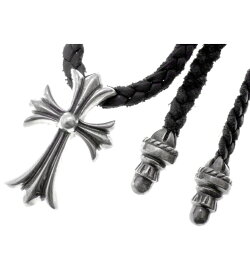 クロムハーツ CHROME HEARTS 【 CH CRS SML BC 】 スモール CH クロス ボロチップ レザー ブレード シルバー ネックレス　n10782【中古】