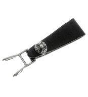 クロムハーツ CHROME HEARTS 【 BELT LOOP 】 クロスボール ボタン 二股 レザー ベルト ループ ブラック…