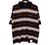 ネイバーフッド NEIGHBORHOOD 24AW 【 242FPNH CSM13 】 ボーダー デザイン 半袖 ポロシャツ ブラック×…