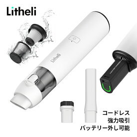 【送料無料】Litheli ハンディクリーナー 強力 コードレス 車載掃除機 バッテリー 着脱可能 軽量 カークリーナー コンパクト 静音 10000Pa 強力 吸引力 車内 卓上 掃除機 Type C 急速充電