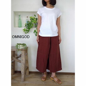 5％OFFクーポン配布中 【追跡メール便無料】 ■SALE商品■ OMNIGOD(オムニゴッド） 麻キャンバス キュロットスカート 53-684X