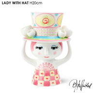 【新商品】ビヨン・ヴィンブラッド Bjorn Wiinblad LADY WITH HAT VASE H20cm ピンク×イエロー フラワー…