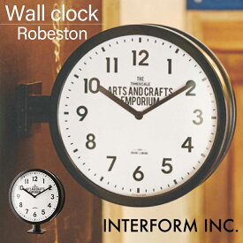 ウォールクロック Robeston ロベストン CL-2138 インターフォルム interform 壁掛け時計 アナログ 両面時計 西海岸 ブルックリン インテリア雑貨 シンプル おしゃれ デザイン 結婚祝い 置時計 スイープムーブメント かわいい ヴィンテージ 黒