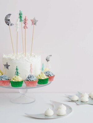 【MeriMeriメリメリ】ツリーとお月さまのケーキトッパー【Tree&MoonCakeTopper】ケーキ飾りクリスマスケーキ星月フードピックホームパーティー誕生日クリスマスパーティーテーブルコーディネート飾りChristmasXmasリトルレモネードあす楽