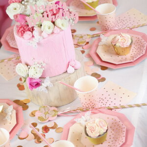 【illumepartyware】ピンク&ピーチデザートペーパープレート【中直径18.5cm】10枚入りPink&PeachDessertPlate【女の子パーティー誕生日ウェディング結婚式お祝いバースデイ紙皿テーブルウェア】あす楽リトルレモネード
