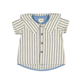 【LOIR】Shirt Lorette【12か月/24か月】 Green Larges Stripes 半袖 ブラウス シャツ トップス 襟付き 半袖シャツ ストライプ ボーダー ベビー フランス カラーシャツ パリ ロワール 赤ちゃん 子供 女の子 おしゃれ リトルレモネード ベビー服 アパレル SS24 YKZ