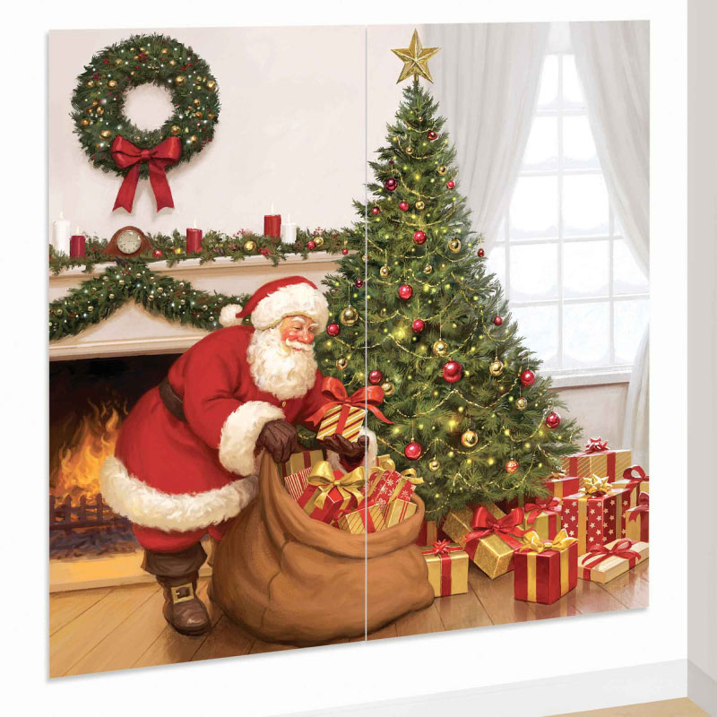 クリスマスシーンセッター サンタクロースと暖炉とクリスマツリー クリスマス 飾り 壁 大きなクリスマスのウォールデコレーション【amscan】壁面  貼る 装飾 ディスプレイ あす楽 リトルレモネード | リトルレモネード楽天市場店