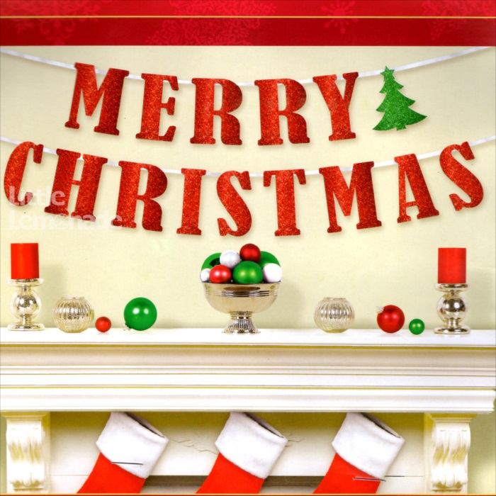 クリスマスらしいレッドカラーのガーランド クリスマス 飾り 70％OFFアウトレット 壁 MERRY CHRISTMAS グリッター レターバナー amscan Xmas [再販ご予約限定送料無料] バナー ガーランド 赤 デコレーション ディスプレイ red あす楽 パーティー リトルレモネード メール便可