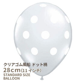 ◇11インチ・28cm◇【ゴム風船】【クリア 透明】【ドット柄】【ばら売り】 クリア ドット 【バルーン ゴム風船 通常サイズ パーティーデコレーション】【メール便可】 リトルレモネード