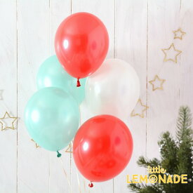 【風船 5枚パック】 クリスマスアソート 11インチ28CM 無地 レッド/ミントグリーン/ホワイト【ゴム風船 バルーン パーティー飾り付け ホームパーティー デコレーション】【christmas party balloon】 リトルレモネード