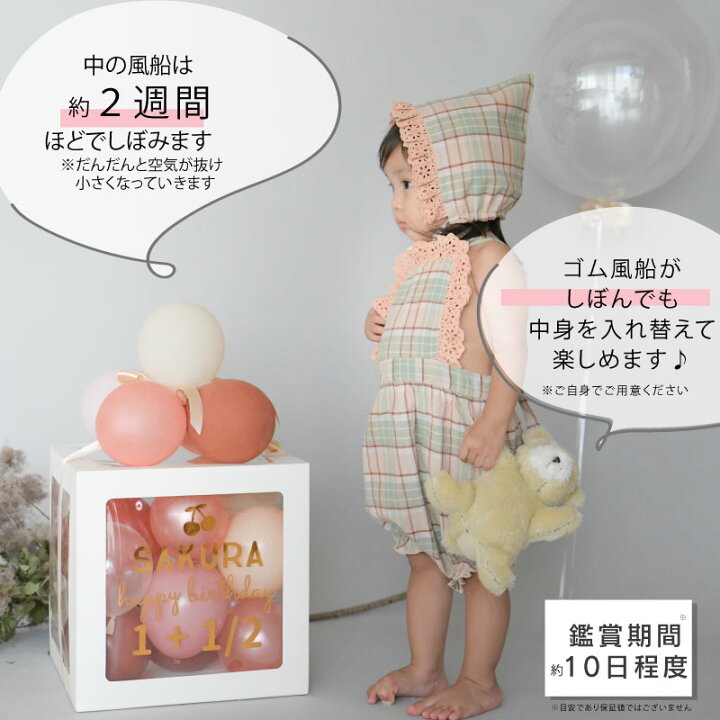 楽天市場 名入れ 年齢カスタマイズ可 膨らませてお届け プレゼントボックス ゴム風船入り 膨らませてお届け バルーンボックス バルーンギフト 誕生日 バースデー バースデイ ファーストバースデー ハーフバースデー ギフト 撮影 バルーン電報 リトルレモネード