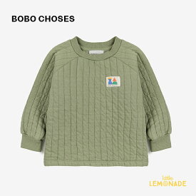 【BOBO CHOSES】 Baby Quilted sweatshirt 【12か月 / 24か月】 (223AB035)　長袖 キルト スウェットシャツ ワンポイント トレーナー グリーン トップス ベビー服 UP IS DOWN リトルレモネード ボボショーズ アパレル YKZ AW23 SALE