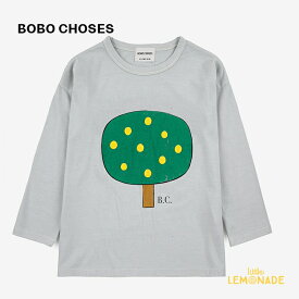 【BOBO CHOSES】 Green Tree long sleeve T-shirt 【4-5歳】 (223AC003)　 長袖 Tシャツ ビッグツリー 木柄 ライトグレー オーガニックコットン トップス 子ども服 UP IS DOWN リトルレモネード ボボショーズ アパレル YKZ AW23 SALE