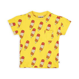 【CarlijnQ】 Popsicle - crew neck t-shirt【86/92・98/104・110/116】 アイスクリーム 総柄 半袖 Tシャツ (SS24-POP050) トップス イエロー ベビー服 子ども服 むすこ服 むすめ服 WHAT I LIKE カーラインク 海外子ども服 リトルレモネード KTZ