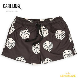 【CarlijnQ】Dice - swim shorts loose fit 【 86/92・98/104・110/116・122/128 】 水着 ショーツ サイコロ 総柄 (SS24-DCE179) スイムウェア ボトムス ショートパンツ 海パン ブラック 子ども服 むすめ服 WHAT I LIKE カーラインク 海外子ども服 リトルレモネード KTZ