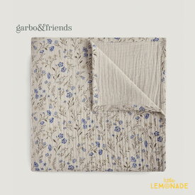 【garbo&friends】 ブランケット／ブルー フローラ 花柄 モスリンコットン おくるみ スワドル ベビー布団 出産祝い Flora Oat Muslin Swaddle Blanket コットン100% 出産祝い ニューボーン あす楽 リトルレモネード