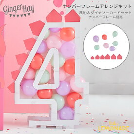 【Ginger Ray】ナンバーフレームアレンジキット バルーン＆カードセット ピンクダイナソー 恐竜 ダイナソー DINOSAUR ジンジャーレイ 男の子誕生日 飾り 使い捨て皿 リトルレモネード ◆SALE
