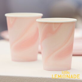 【Ginger Ray】 Pink Marble Print Paper Cups ピンクマーブル ペーパーカップ 紙コップ 8枚入りテーブルウェア 大理石柄 ジンジャーレイ パーティーカップ シンプル 誕生日 使い捨てコップ ナチュラル あす楽 リトルレモネード