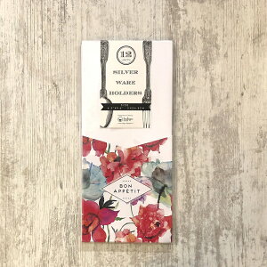 【IndigoDePapel】WatercolorFlowersカトラリーホルダー12枚セット水彩花柄【チリ産デザイナーブランド食卓おもてなしテーブルコーディネイト紙製】あす楽リトルレモネード