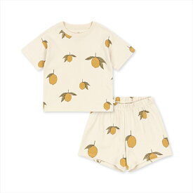 【Konges Sloejd】LIN SET GOTSS 【12か月/2歳/3歳】 MON GRAND CITRON レモン柄 セットアップ 半袖 Tシャツ ショートパンツ コンゲススロイド シトラス フルーツ ベビー キッズ お出掛け着 ベビー服 キッズ服 アパレル あす楽 リトルレモネード SS24 KS100023 YKZ