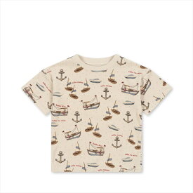 【Konges Sloejd】ITTY TEE GOTS 【12か月/2歳/3歳/4歳】 SAIL AWAY Tシャツ 半袖 ブルー マリン柄 トップス パイル生地 コンゲススロイド ベビー キッズ むすこ服 お出掛け着 ベビー服 キッズ服 アパレル あす楽 リトルレモネード SS24 KS100305 YKZ