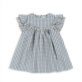 【Konges Sloejd】KIM DRESS 【3歳/4歳】 CAPTAINS BLUE CHECK ワンピース ドレス ブルー ギンガムチェック フリル コンゲススロイド ベビー キッズ むすめ服 女の子 お出掛け着 お呼ばれ ベビー服 キッズ服 アパレル リトルレモネード あす楽 KS100329 SS24 YKZ