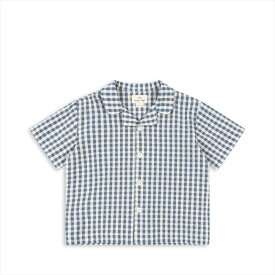 【Konges Sloejd】 KIM SS SHIRT 【12か月/18か月/2歳】 CAPTAINS BLUE CHECK 半袖シャツ ブラウス トップス ギンガムチェック ブルー コンゲススロイド ベビー キッズ お出掛け着 お部屋着 ベビー服 キッズ服 アパレル リトルレモネード KS100333 SS24 KTZ