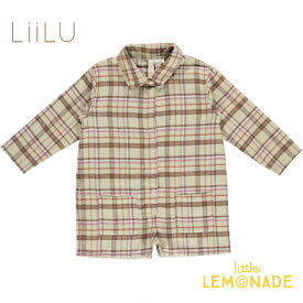 【LiiLu】 Malik Flannel Romper 【12か月/18か月/24か月】liaw22_038 フランネル ベージュブラウン 長袖 ロンパース チェック つなぎ 輸入子ども服 海外アパレル リール ドイツ オーガニック リトルレモネード アパレル 22AW SALE