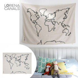 【Lorenacanals】 世界地図デザイン 長方形 ラグ 120 x 160cm　Wall hanging Canvas Map 絨毯 プレイマット カーペット ピンボード ベビー マット 子ども部屋 ベビー キッズルーム おしゃれ ロレーナキャナルズ リトルレモネード （HANG-MAP）