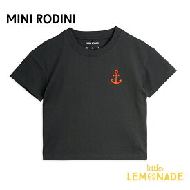 【Mini Rodini】Anchor emb ss tee【80/86・92/98・104/110】 半袖 Tシャツ ワンポイント ブラック シンプル トップス ベビー服 子ども オウム 黒 無地 北欧 あす楽 リトルレモネード ミニロディーニ (24620119) アパレル YKZ AW24pre