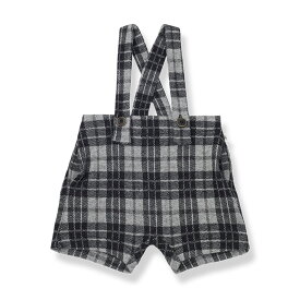 【1+ in the family】 EDUARD bermuda w/straps 【9か月/12か月】ANTHRACITE ストラップ付パンツ ボトムス ズボン ロングパンツ グレーチェック サロペット ベビー服 出産祝い ワンモアインザファミリー 海外子ども服 リトルレモネード アパレル AW24 ★SALED