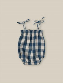 【organic zoo】Pottery Blue Gingham Spaghetti Bodysuit【0-3か月/3-6か月/6-12か月】ベビー ボディスーツ つなぎ ロンパース ブルー ギンガムチェック オーガニックズー 子ども むすこ服 むすめ服 ユニセックス リトルレモネード アパレル SS24 14SPBBGH