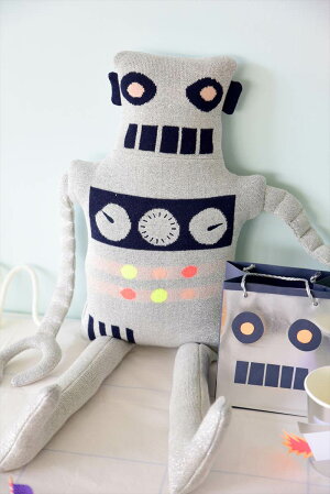 【MeriMeri】ロボットのぬいぐるみソフトトイファブリックトイギャラクシー子供のおもちゃギフト出産祝い誕生日祝いクッション子供部屋インテリアLargeRobotKnittedToyあす楽リトルレモネード