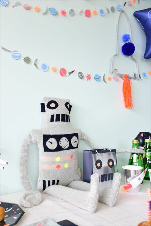 【MeriMeri】ロボットのぬいぐるみソフトトイファブリックトイギャラクシー子供のおもちゃギフト出産祝い誕生日祝いクッション子供部屋インテリアLargeRobotKnittedToyあす楽リトルレモネード