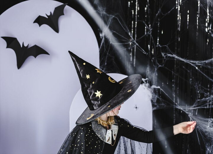 ハロウィン　魔法使い　ハット　帽子　魔女　黒　ウィッチハット　子ども　大人　衣装