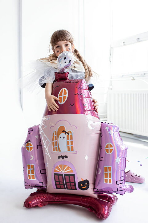 楽天市場】ハロウィン ピンクのホーンテッドハウスのフィルム風船 