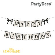 【Party Deco】 HAPPY BIRTHDAY ガーランド バナー レターバナー バナー 黒 リボン 誕生日 飾り 大人 か…