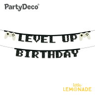 【Party deco】 LEVEL UP バナー 2.5m ゲーム 誕生日 ガーランド バースデー キッズ パーティー 飾り ゲ…