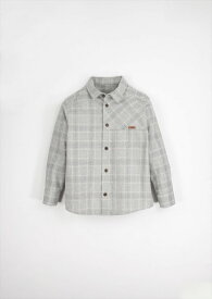 【Popelin】 MOD.20.4 Grey plaid shirt with collar 【2-3歳/4歳/6歳】 長袖 チェックシャツ ライトグレー 襟つき グレンチェック トップス シンプル キッズ セミフォーマル 海外 子ども服 輸入アパレル ポペリン リトルレモネード AW24 ★SALED